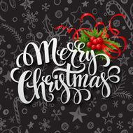 Merry Christmas lettering in chalk seamless pattern