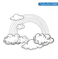 Doodle Clouds and rainbow Hand Drawn Vector N3