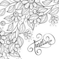 Vector Monochrome Floral Background N25
