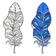 Zentangle stylized tribal feather for coloring page Adult anti- N2