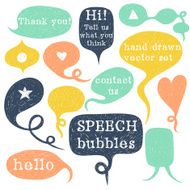 set of hand drawn speech bubbles