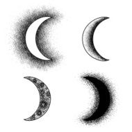Hand drawn moon phases silhouettes