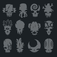 set of scary monsters skull characters N3