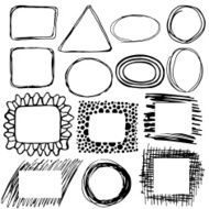 Hand drawn circle square triangle banners