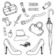 Sketch collection of women accessories Fashion set