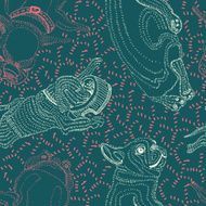 Doodle hand drawn dog seamless pattern Vector illustration N2