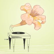 Gramophone with Flower Trumpet