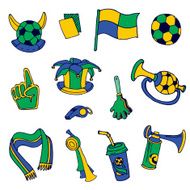 Fan Elements Soccer Football Brazil - hand drawn