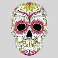 Day of The Dead colorful Skull with floral ornament N3