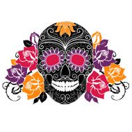 Day of The Dead colorful Skull with floral ornament N4