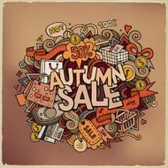 Autumn sale hand lettering and doodles elements symbols