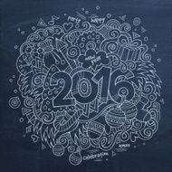 2016 New year hand lettering and doodles elements background Ve