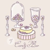 Set of hand drawn candy bar objects Bakery goods clip