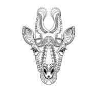 Zentangle Giraffe head totem for adult anti stress Coloring Page