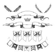 Hand drawn illustration - vintage set