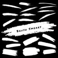Set of White Hand Drawn Grunge Brush Smears N4
