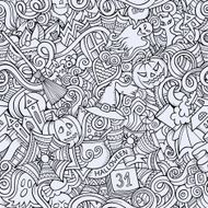 Cartoon vector hand-drawn doodles on the subject of Halloween N10