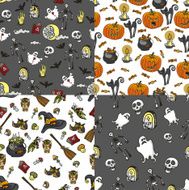 Halloween seamless pattern set