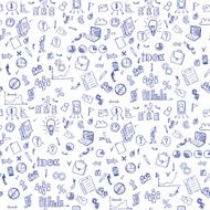 Business doodles seamless pattern vector illustration N5