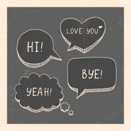 Speech bubbles doodles in chalkboard