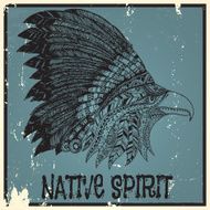 Eagle in oriental tribal ornament N7