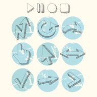 Vector hand drawn arrows icons set