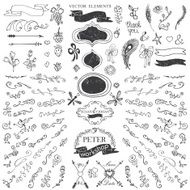 Doodles border budges ribbons petal decor Template