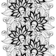 Vector Seamless Monochrome Floral Pattern N233