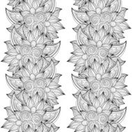 Vector Seamless Monochrome Floral Pattern N234
