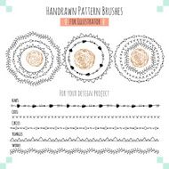 Set with seamless vector pattern hand drawn brushes N4