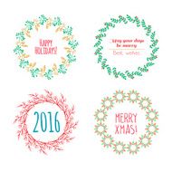 Christmas wreath drawn Vector set N15