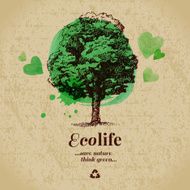 Sketch watercolor ecology poster Hand drawn vector illustration N4