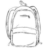 vector sketch illustration - hipster backpack