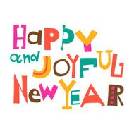 Happy and Joyful New Year Christmas Greeting Lettering