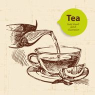 Tea vintage background Hand drawn sketch illustration Menu des N23