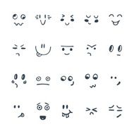 Sketched facial expressions set Set of hand drawn funny cartoon N2