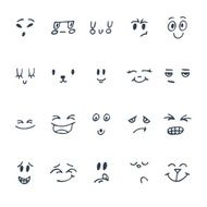 Set of funny faces with different expressions Cute cartoon N2