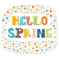 Hello spring card with decorative design elements