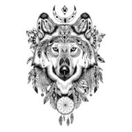 Detailed Wolf in aztec style