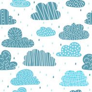 Cute hand drawn seamless pattern with clouds Funny background