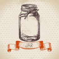 Rustic mason and canning jar Vintage hand drawn sketch design N3
