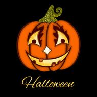 Vector Decorative Colored Pumkin with Smile Isolated on White Background