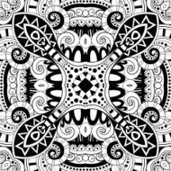 Vector Seamless Abstract Black and White Tribal Pattern N77