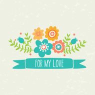 floral composition with ribbon