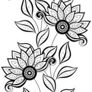 Vector Seamless Monochrome Floral Pattern N235