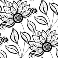 Vector Seamless Monochrome Floral Pattern N236