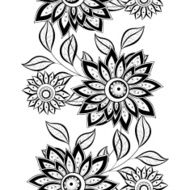 Vector Seamless Monochrome Floral Pattern N237