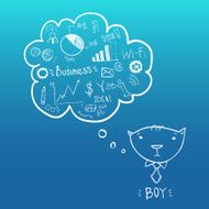 Cat boy is businessman with thoughts of success Illustration