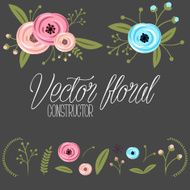 Hand Drawn vintage floral elements Vintage set for invitations