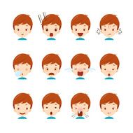 Cute boy emoticons set